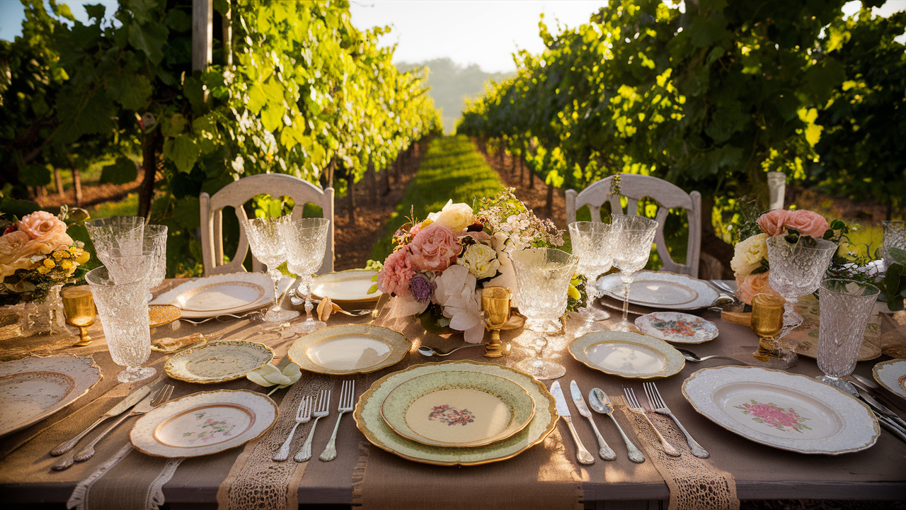 Real Wedding Inspiration Featuring Vintage Tableware